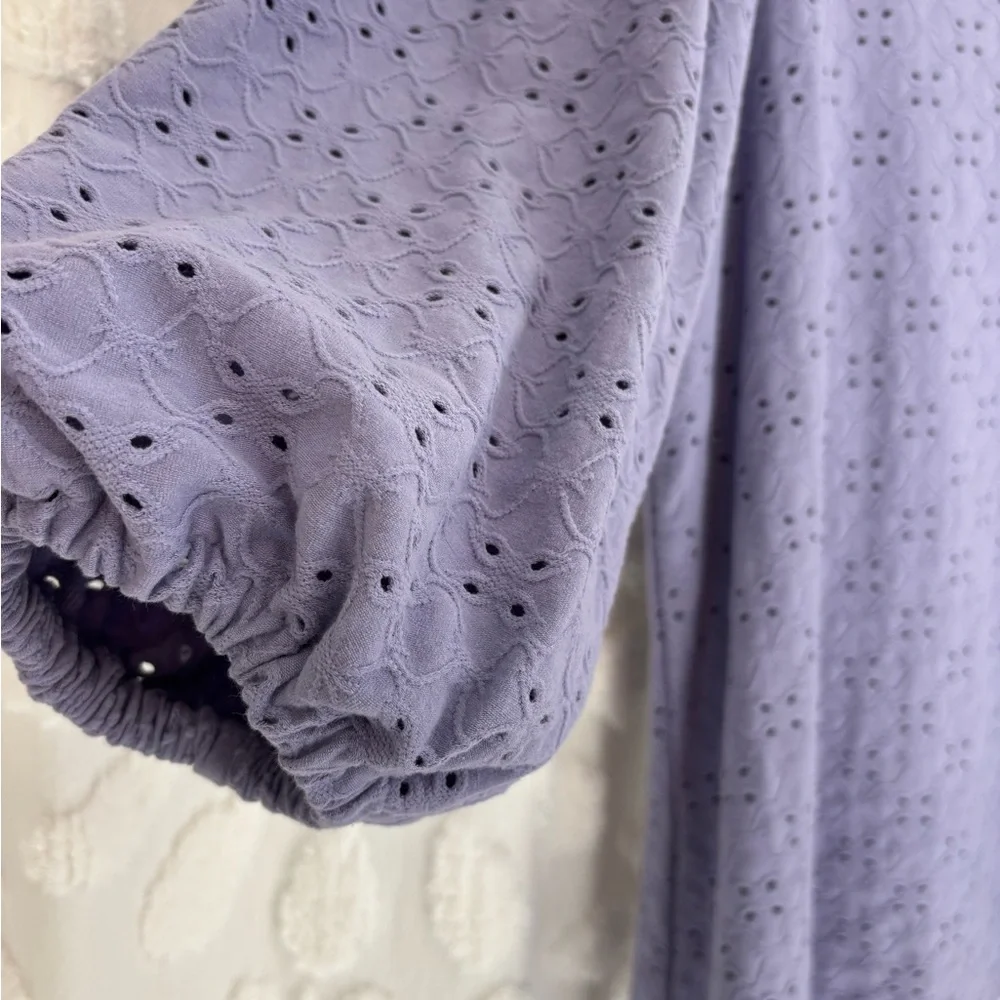 Ava & Viv Purple Eyelet 3/4 Sleeve Top 1X - Picture 6 of 9